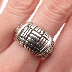 925 Sterling Silver Vintage Modernist Dome Oxidized Ring Size 8