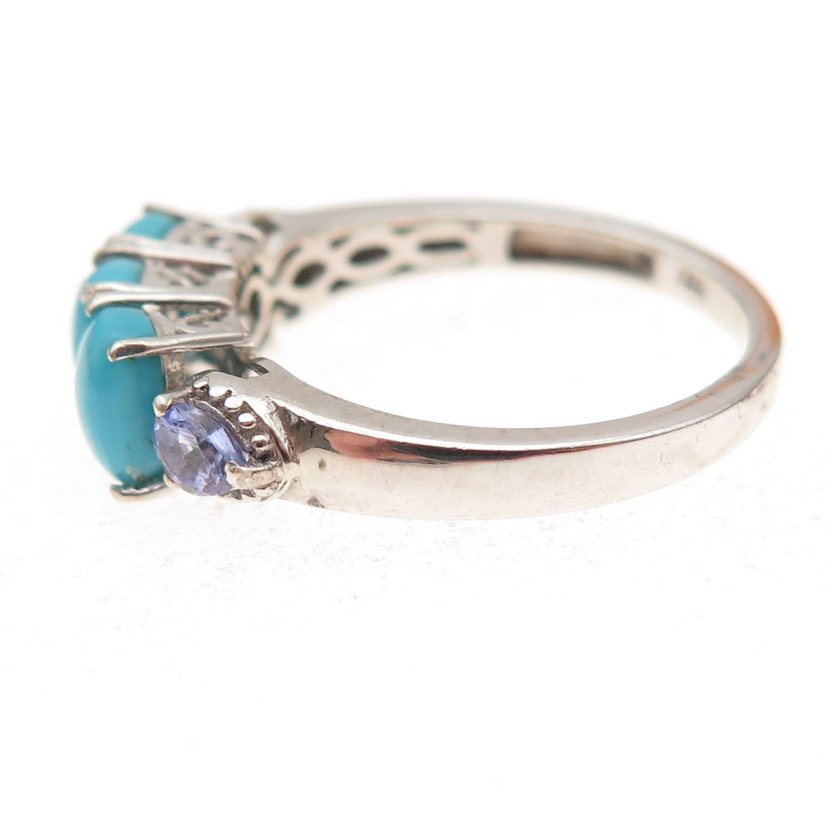 Chuck Clemency 925 Sterling Silver Real Turquoise & Tanzanite Ring Size 8