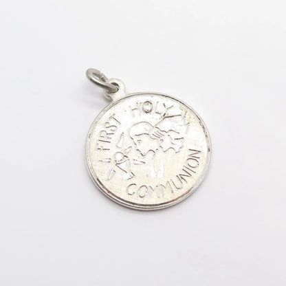 925 Sterling Silver Vintage Creed "First Holy Communion" Charm Pendant