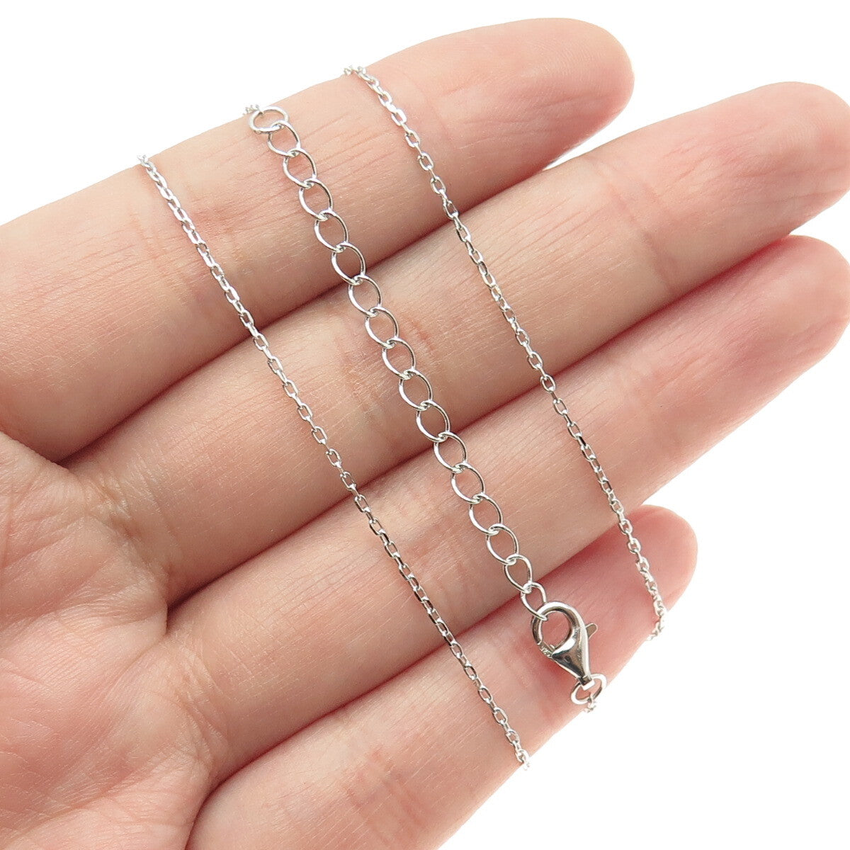 HAN 925 Sterling Silver Round-Cut Shaped C Z Heart Cable Chain Necklace 16-18"