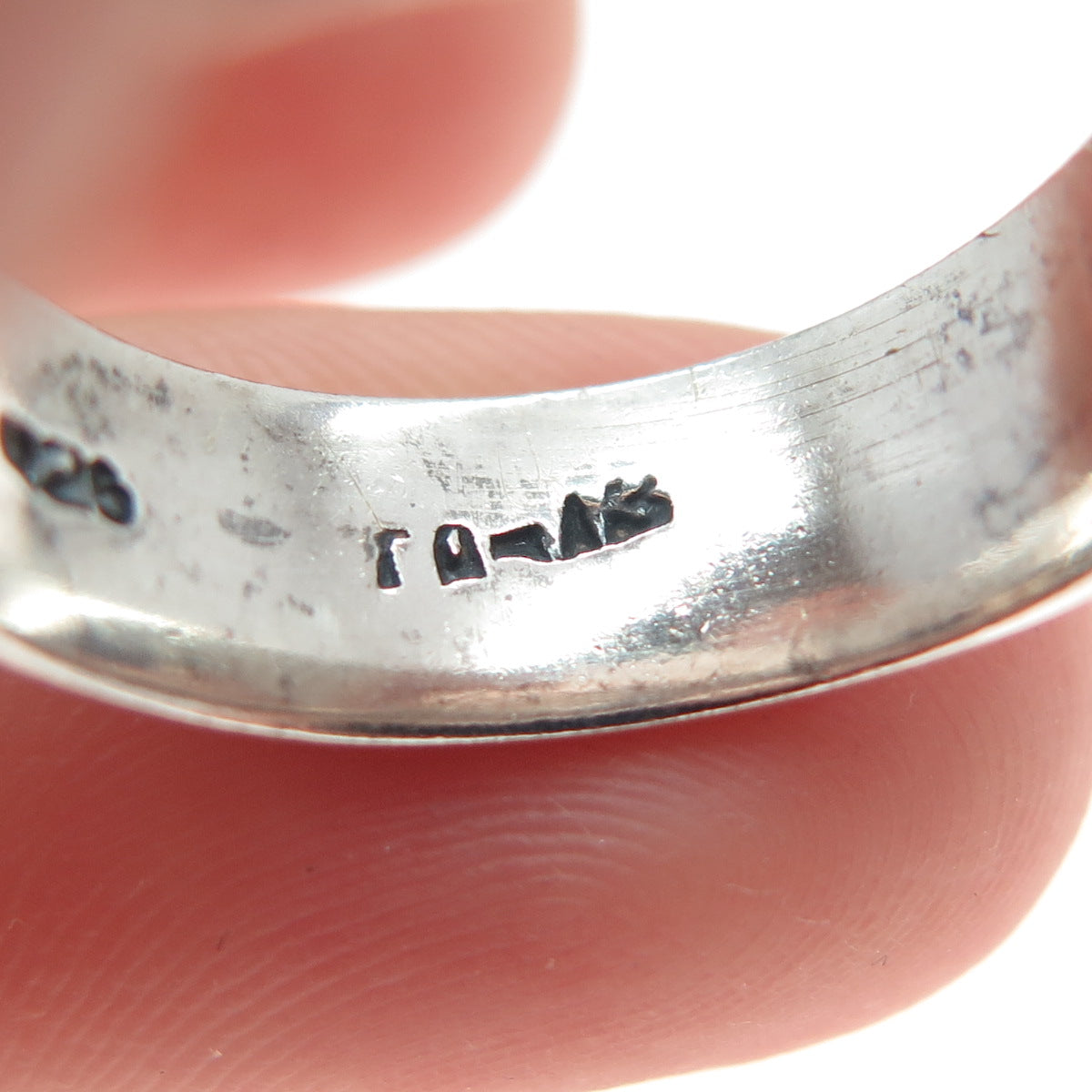 925 Sterling Silver Vintage Mexico Modernist Oxidized Band Ring Size 8