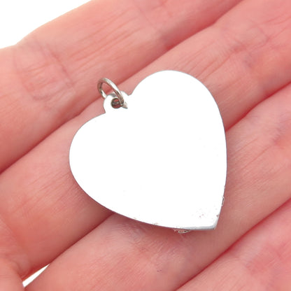 CREA Sterling Silver Vintage Rhinestone Happy Anniversary Heart Charm Pendant