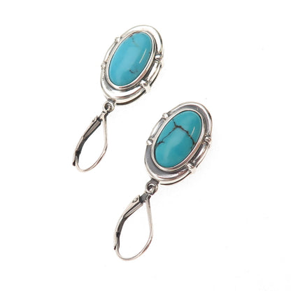 Whitney Kelly 925 Sterling Silver Vintage Real Turquoise Dangle Earrings