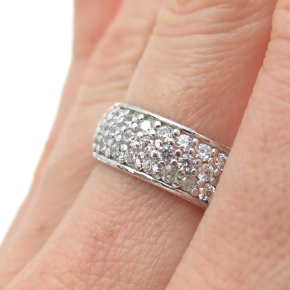 925 Sterling Silver Round-Cut C Z Sparkle Band Ring Size 7