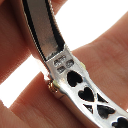 JUDITH RIPKA Sterling Silver & 18K Gold Real Round-Cut Diamond Cuff Bracelet 6"