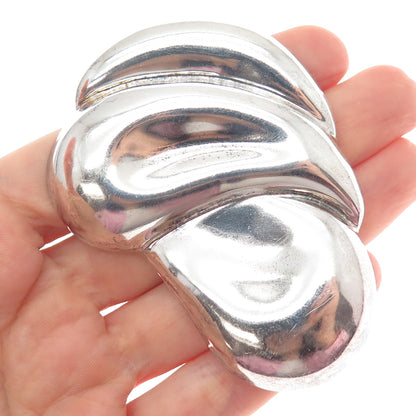 925 Sterling Silver Vintage Mexico Modernist Puffy Pin Brooch