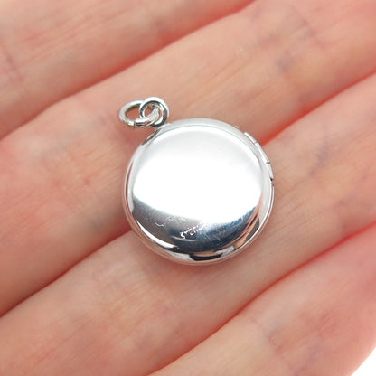 LAMODE 925 Sterling Silver Vintage Girl Profile Minimalist Locket Charm Pendant