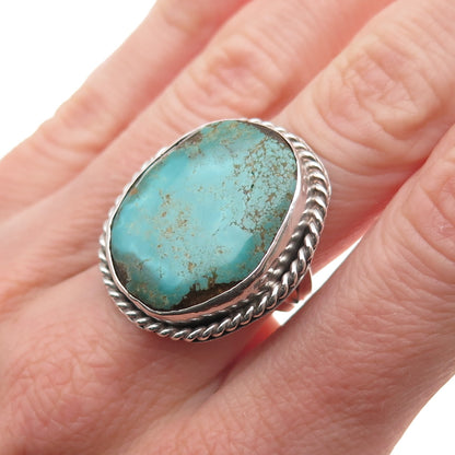 Old Pawn Sterling Silver Vintage Southwestern Turquoise Tribal Ring Size 6.25