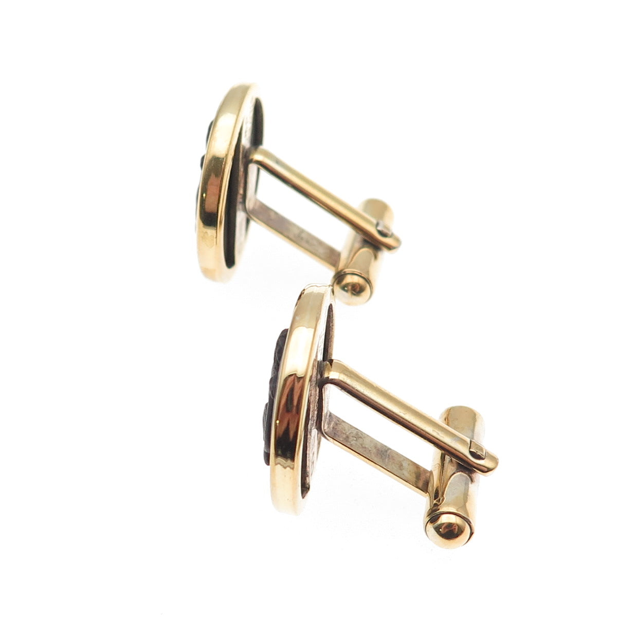Wedgwood 925 Sterling Gold Plated Vintage Black Jasperware Lion Cufflinks G10