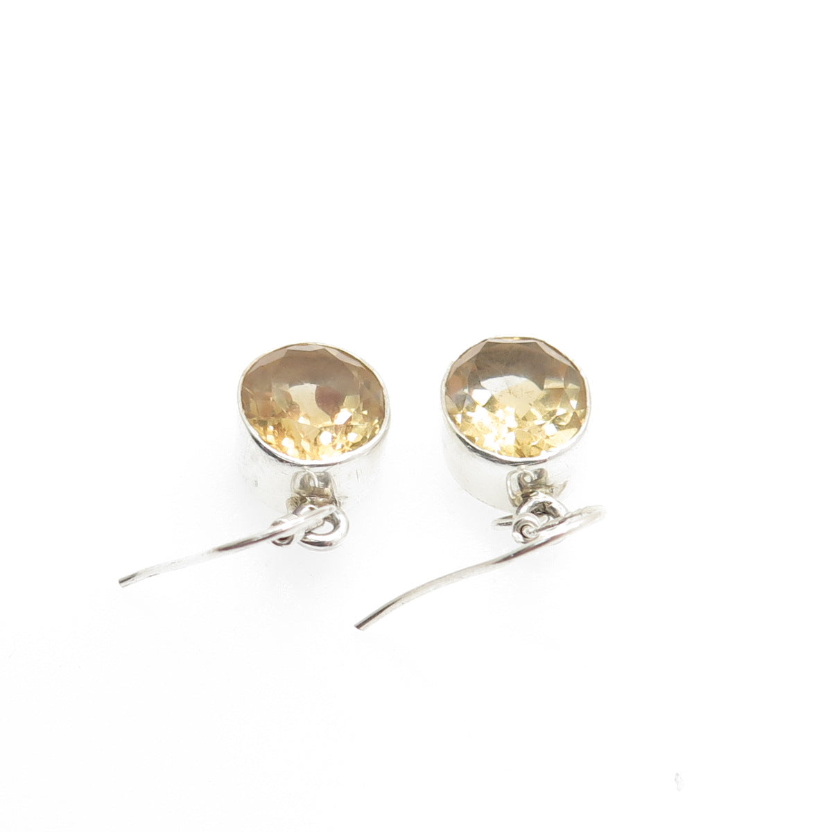 925 Sterling Silver Vintage Real Oval-Cut Citrine Dangle Earrings