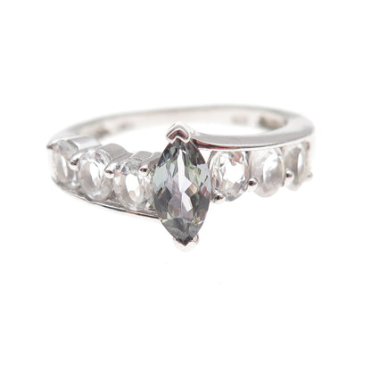 Chuck Clemency 925 Sterling Silver Real Iolite & White Topaz Ring Size 8
