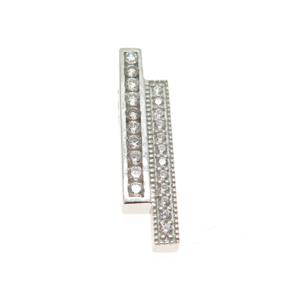 HAN 925 Sterling Silver Round-Cut C Z Multi-Bar Slide Pendant