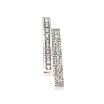 HAN 925 Sterling Silver Round-Cut C Z Multi-Bar Slide Pendant