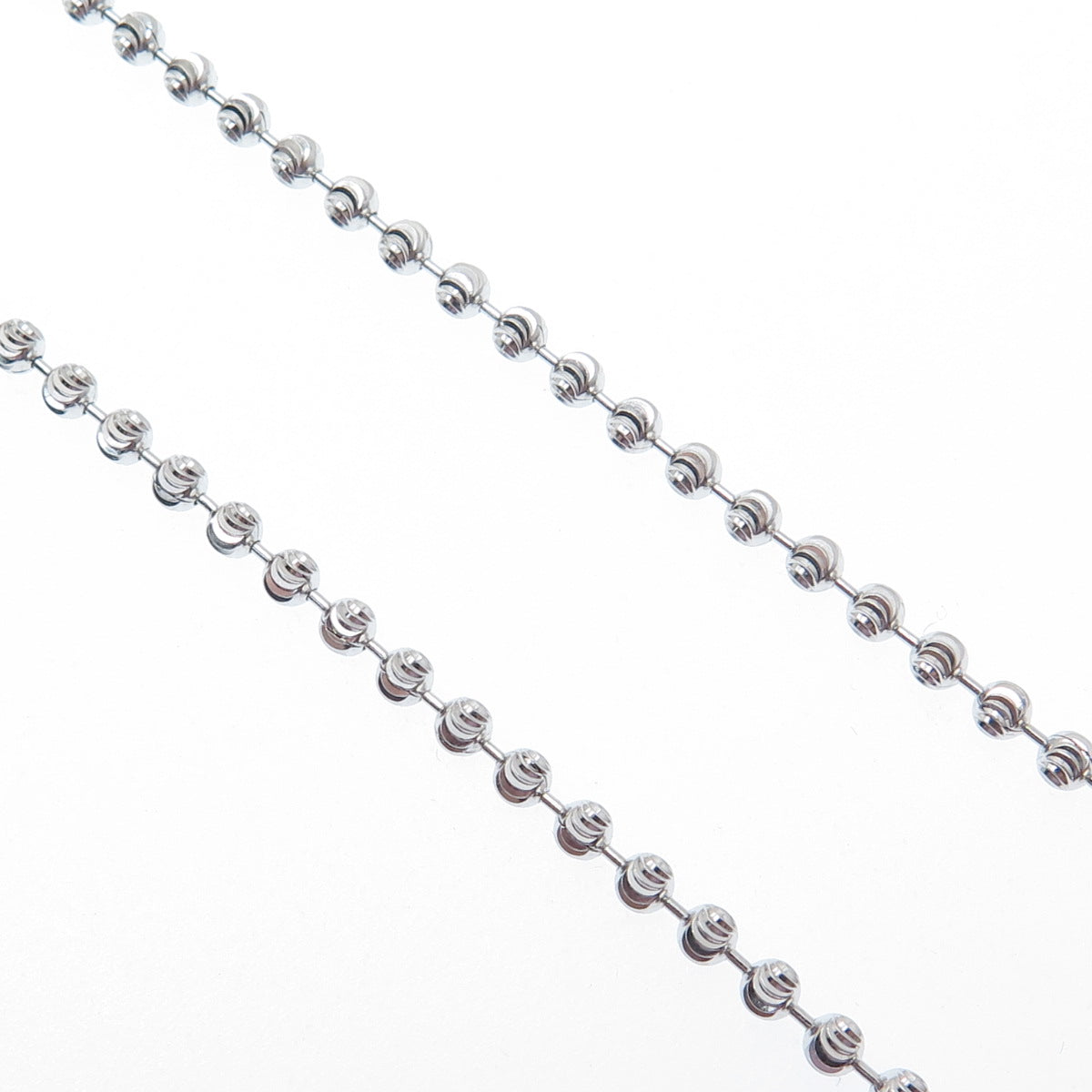 925 Sterling Silver Italy Diamond-Cut Ball Beaded Chain Necklace 36"
