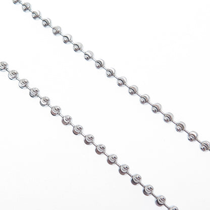 925 Sterling Silver Italy Diamond-Cut Ball Beaded Chain Necklace 36"