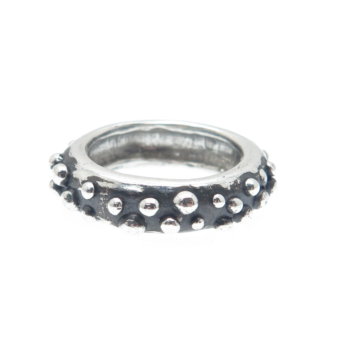 925 Sterling Silver Vintage Modernist Granulated Oxidized Band Ring Size 6.25