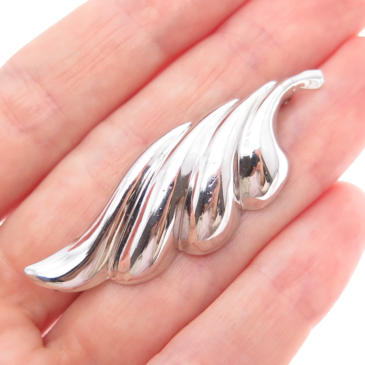 BEAU 925 Sterling Silver Vintage Modernist Wing Pin Brooch