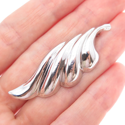 BEAU 925 Sterling Silver Vintage Modernist Wing Pin Brooch