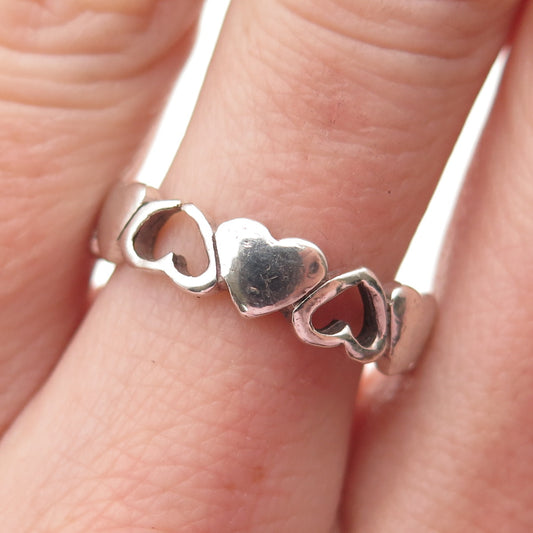 The Morning After Sterling Silver Vintage Heart All Around Band Ring Size 7.75