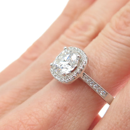 925 Sterling Real Center-Stone Moissanite & C Z Engagement Ring Size 9.75