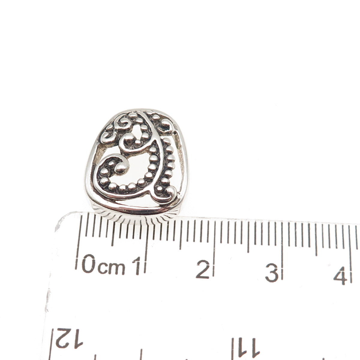 Melissa Rivers 925 Sterling Vintage Granulated Floral Slide Mini Charm Pendant