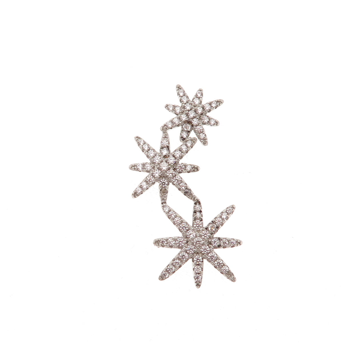 925 Sterling Silver Round-Cut C Z Starburst Slide Charm Pendant