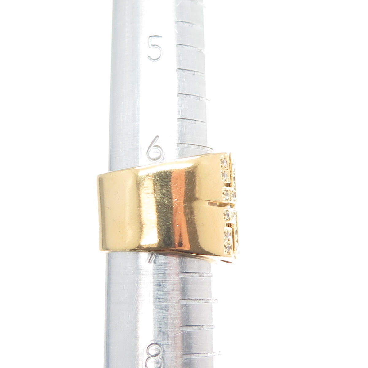 925 Sterling Silver Gold Plated Round-Cut C Z Greek Maze Ring Size 7