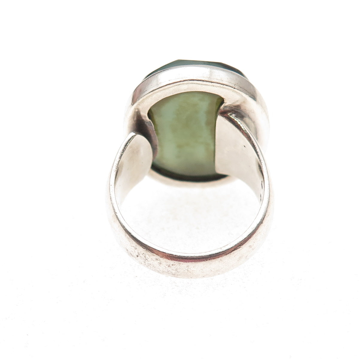 925 Sterling Silver Vintage Real Agate Modernist Statement Ring Size 7.75