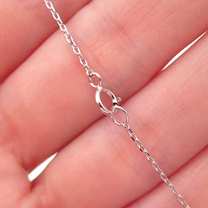 925 Sterling Silver Round-Cut C Z #Smile Cable Chain Necklace 16-18"