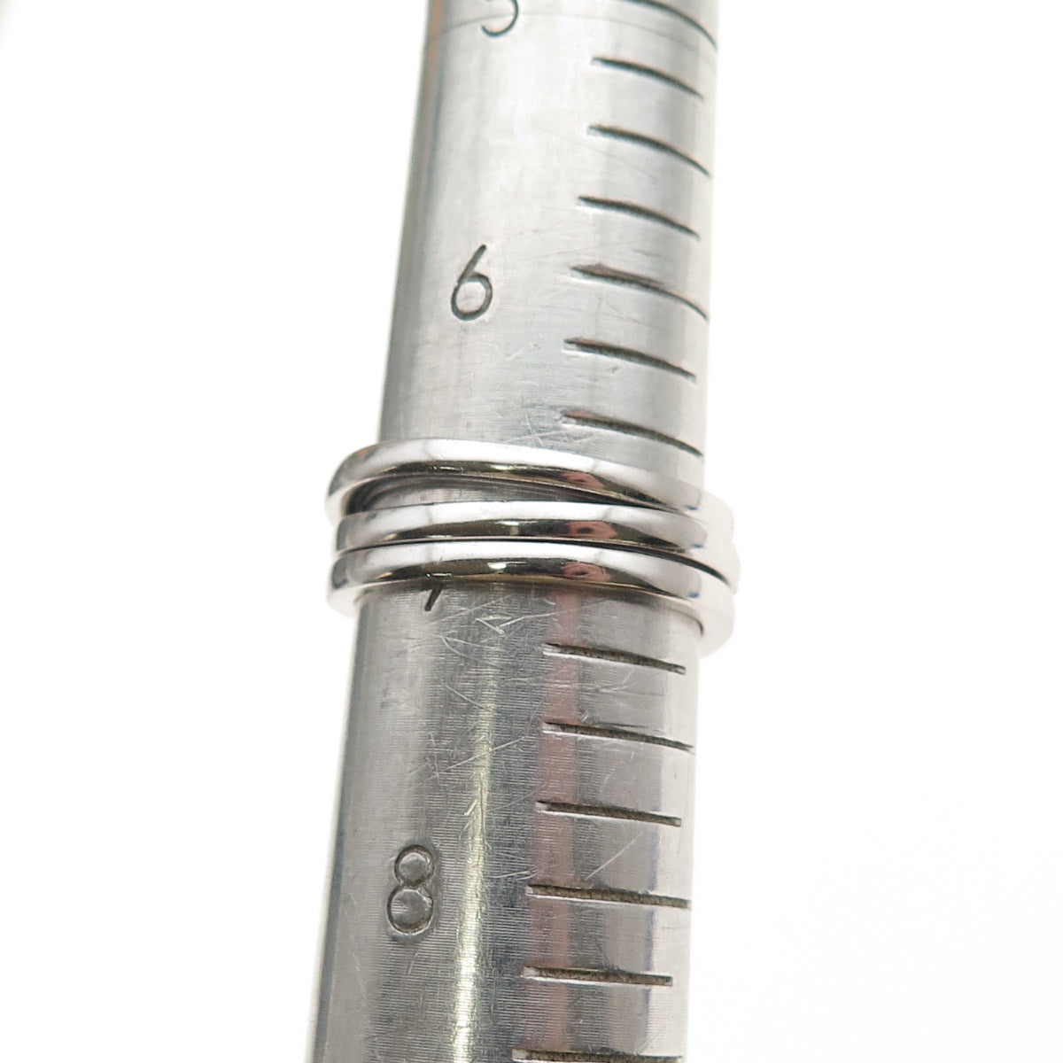 925 Sterling Silver Real White Topaz SET of 3 Stackable Wavy Band Rings Size 7