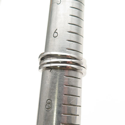 925 Sterling Silver Real White Topaz SET of 3 Stackable Wavy Band Rings Size 7