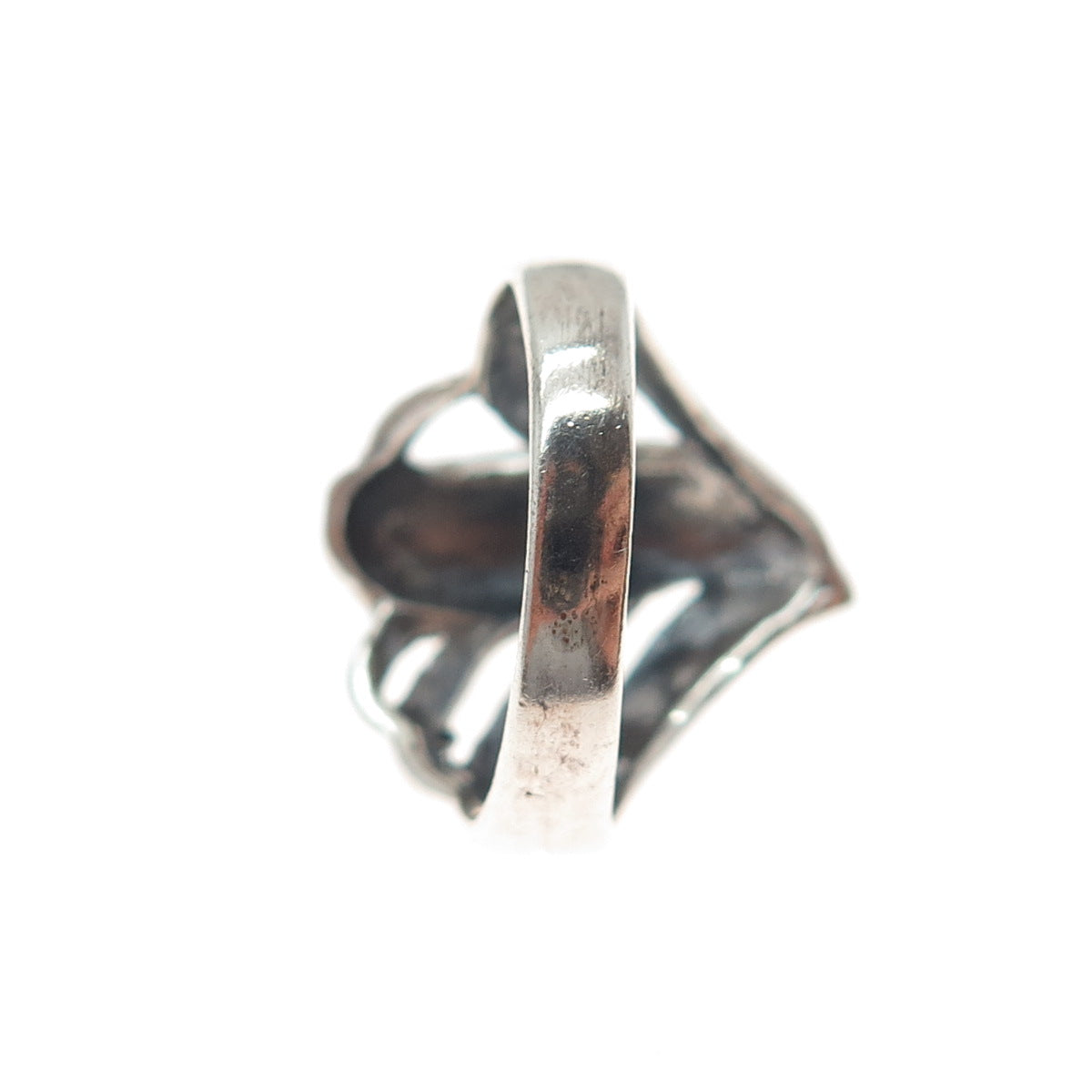 925 Sterling Silver Vintage Modernist Oxidized Ring Size 8.25