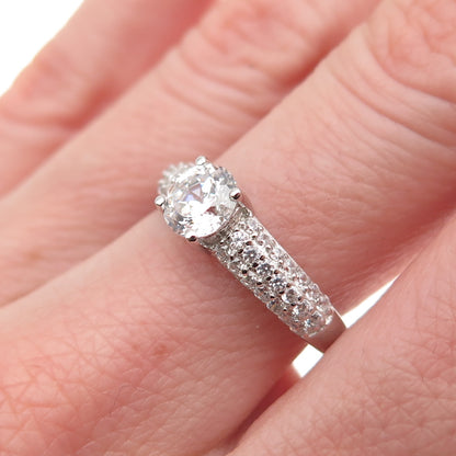 925 Sterling Silver Round-Cut C Z Engagement Ring Size 8