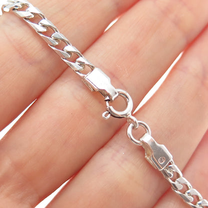 925 Sterling Silver Vintage Italy Curb Link Bracelet 7"