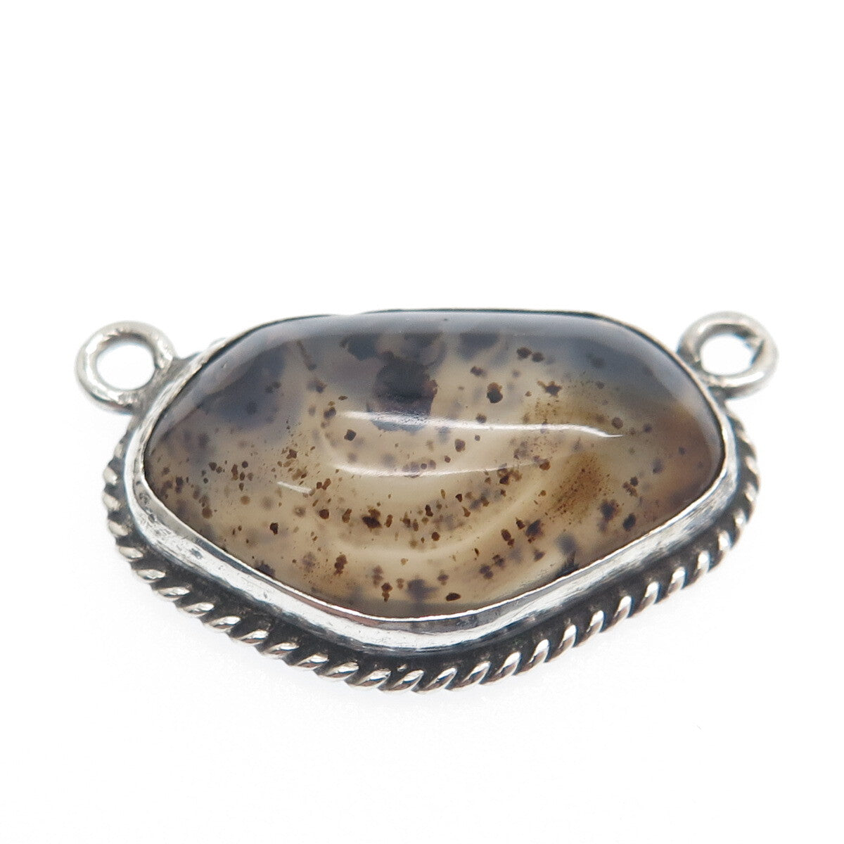 925 Sterling Silver Vintage Real Agate Centerpiece Pendant