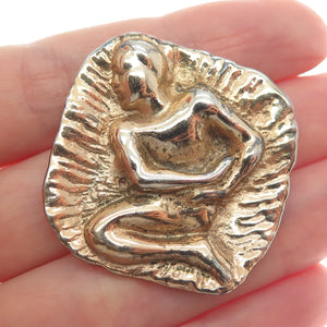925 Sterling Silver Gold Plated Vintage Historical Ethnic Figure Pin Brooch