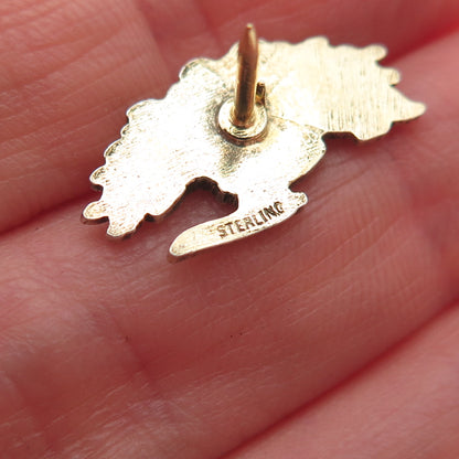 925 Sterling Silver Gold Plated Vintage Family Tree Tie Tack / Lapel Pin