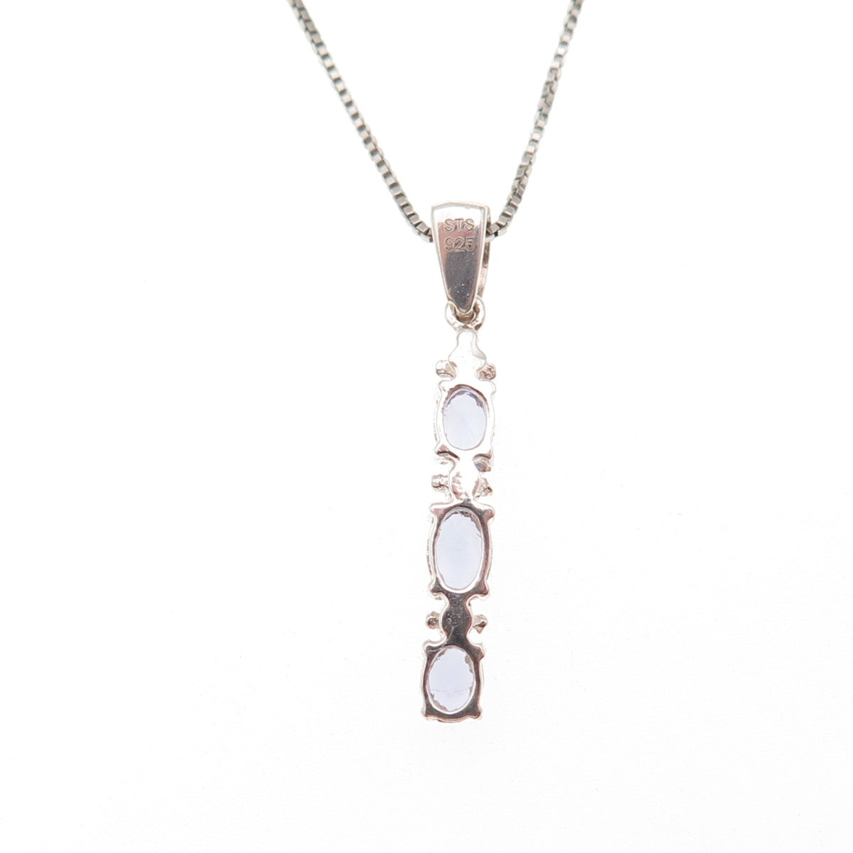 Chuck Clemency 925 Sterling Silver Real Tanzanite Box Chain Necklace 18"