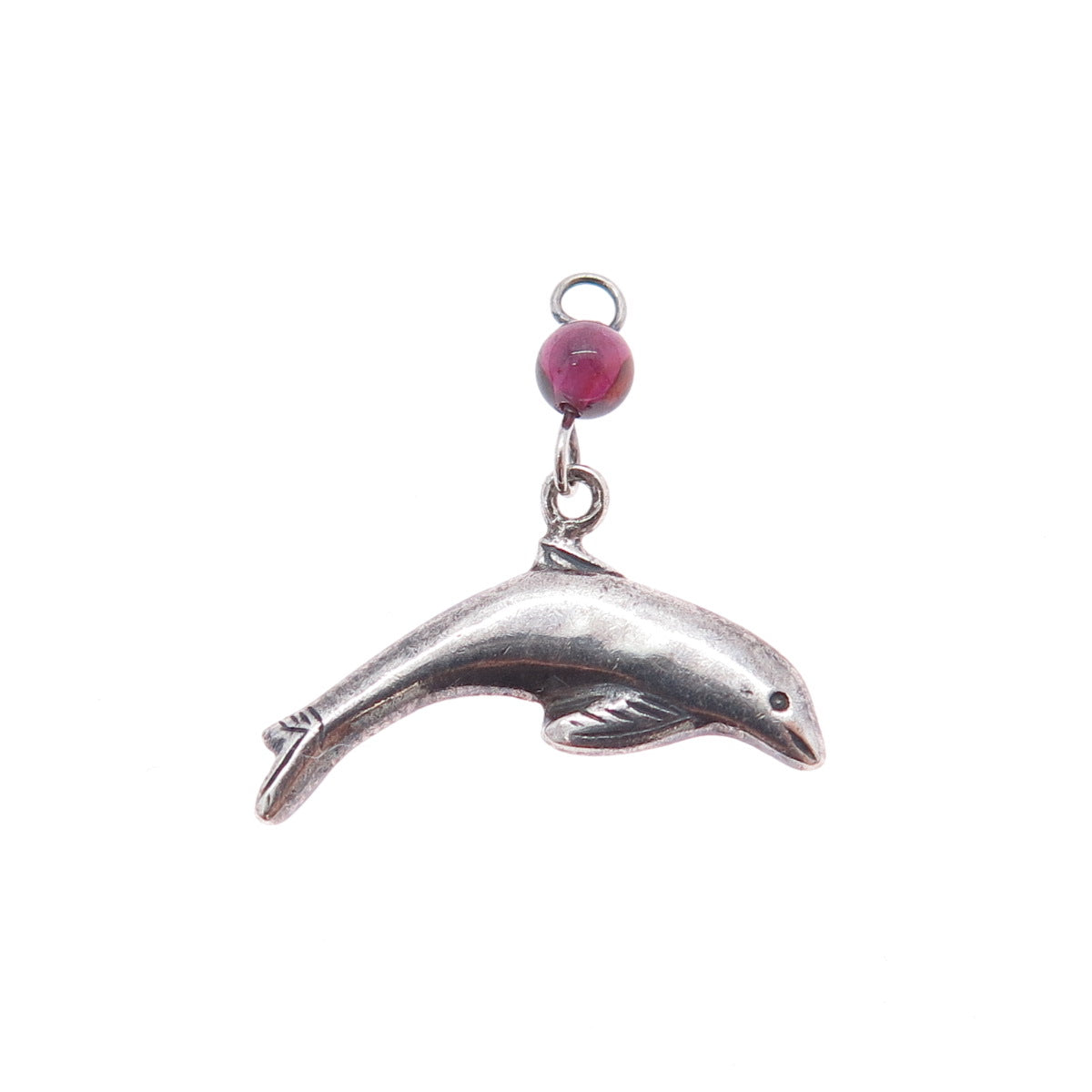 BOMA 925 Sterling Silver Vintage Real Tourmaline Dolphin Charm Pendant