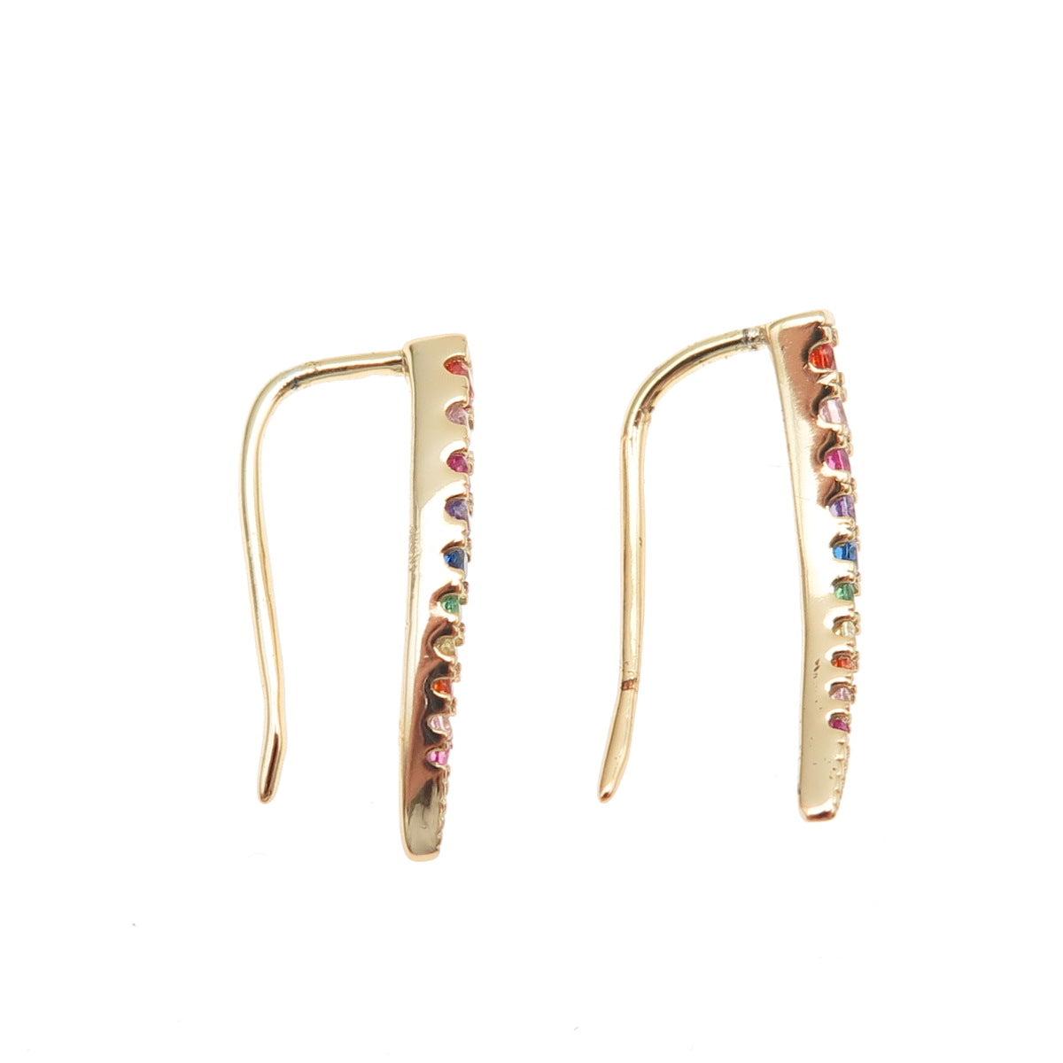 925 Sterling Silver Gold Plated Round-Cut Multi-Color C Z Earrings