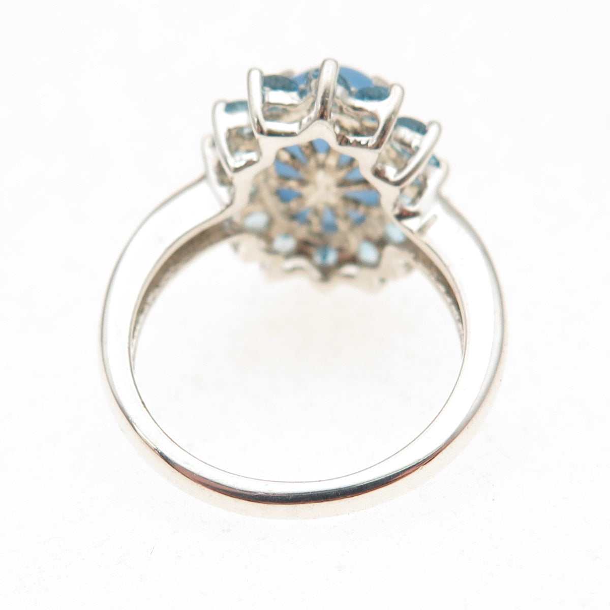Michelle Albala 925 Sterling Silver Real Aquamarine & Blue Topaz Ring Size 6.25