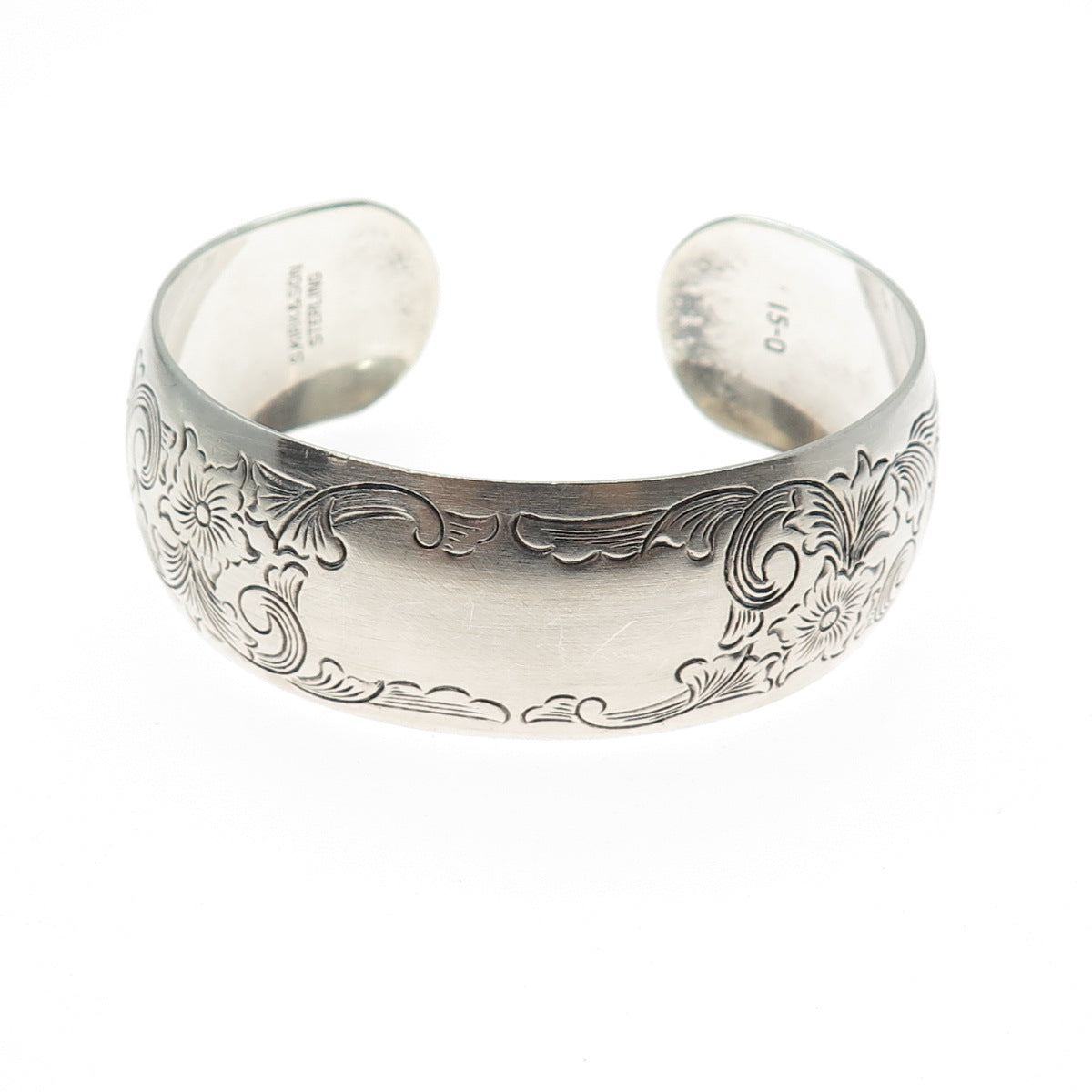 S. KIRK & SON 925 Sterling Silver Antique Engraved Floral Adjustable Bracelet 7"