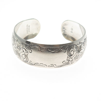 S. KIRK & SON 925 Sterling Silver Antique Engraved Floral Adjustable Bracelet 7"