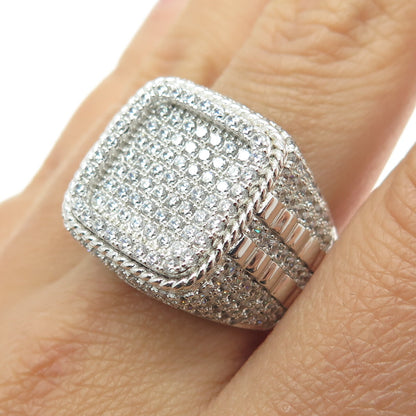 925 Sterling Silver Round-Cut Shaped C Z Domed Ring Size 10.25