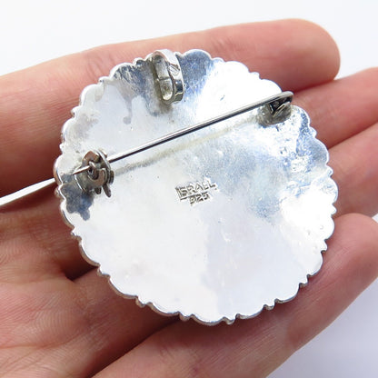 925 Sterling Silver Vintage Israel Eilat Gem Eternal Curve Pin Brooch / Pendant