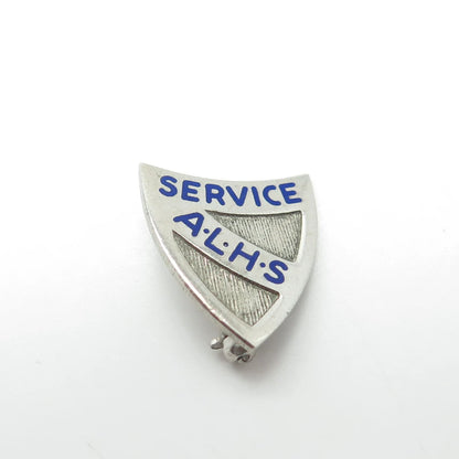 925 Sterling Silver Antique Enamel Abraham Lincoln High School Shield Pin Brooch