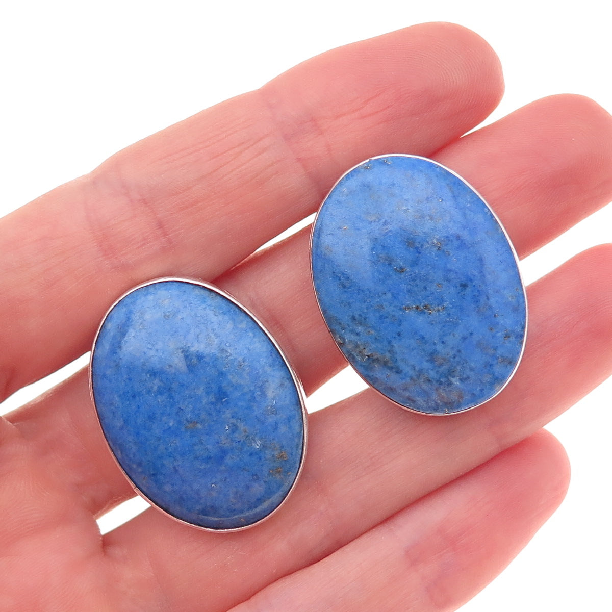Orville Tsinnie Navajo Old Pawn Sterling Silver Vintage Lapis Clip On Earrings