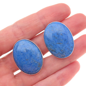 Orville Tsinnie Navajo Old Pawn Sterling Silver Vintage Lapis Clip On Earrings