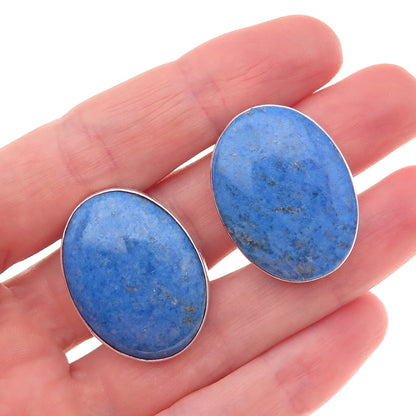 Orville Tsinnie Navajo Old Pawn Sterling Silver Vintage Lapis Clip On Earrings