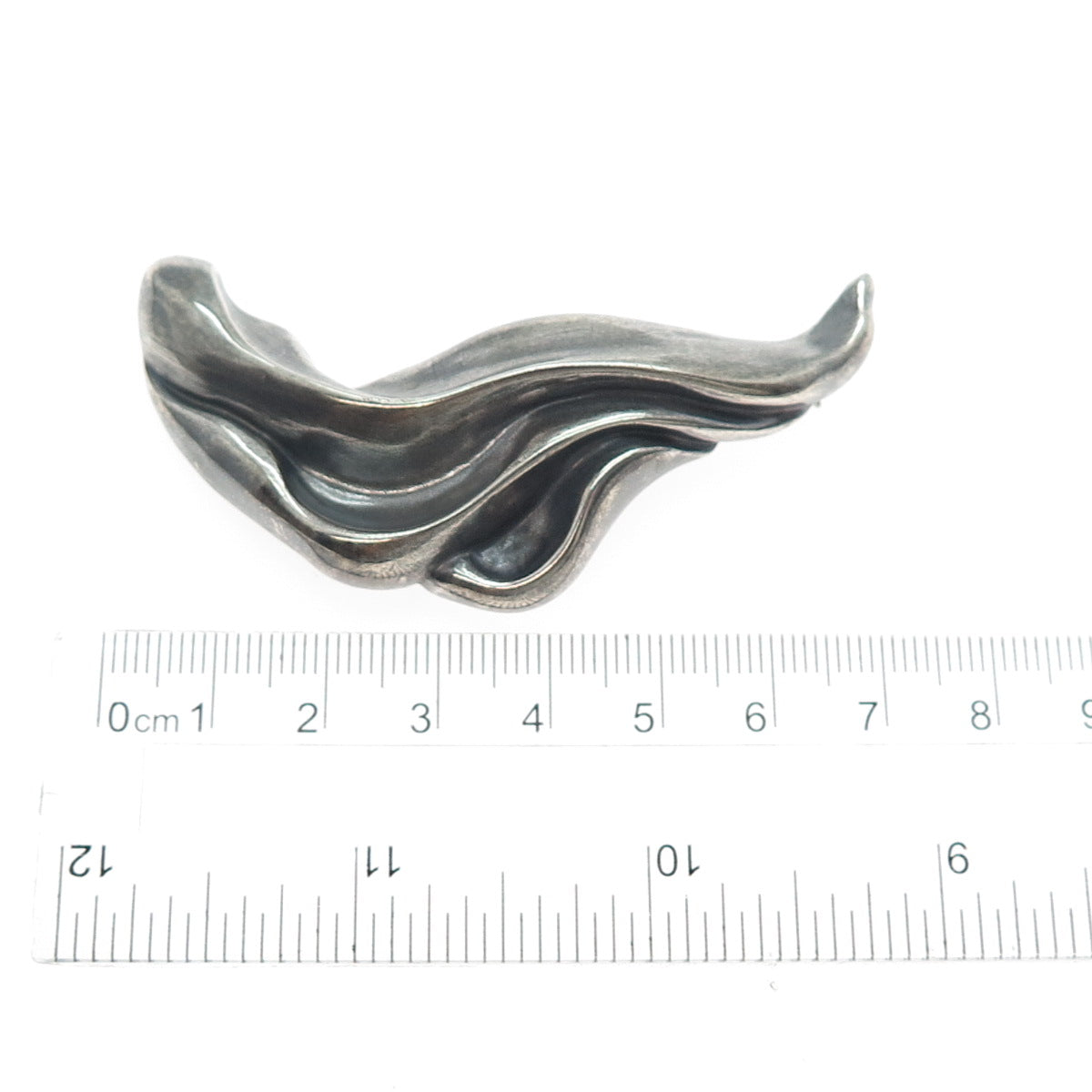 BERKELEY 925 Sterling Silver Vintage Modernist Wavy Oxidized Pin Brooch